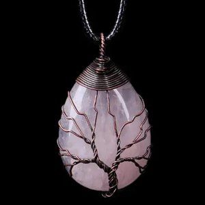 Pink Tree of Life Wire-Wrapped Necklace